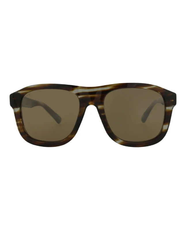 Aviator-Frame Recycled Acetate Sunglasses Leather - Trimmed Luxe Style