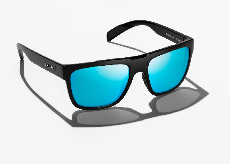 Bajio - Caballo Black Matte Frame - Glass Blue Mirror Lenses Wayfarer Streetwear Style Bajio - Caballo Black Matte Frame - Glass Blue Mirror Lenses Wayfarer Streetwear Style