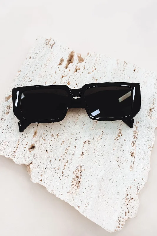 Brooklyn Sunglasses // Black Rectangle - Rimmed 