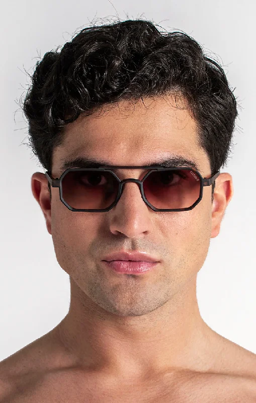 Brown Hexa Sunglasses Wood - Grain Accent Natural Look