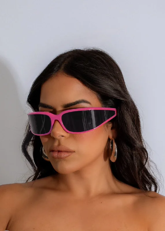 Can't See Me Sunglasses Pink Translucent Frame Modern Aesthetic
