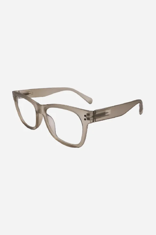 Gabriel + Simone Charlie Readers in Taupe Glossy Metal Frame Look
