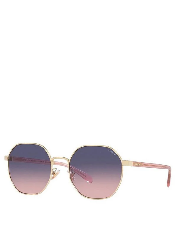 Coach Women's 56mm Shiny Light Gold Sunglasses Art - Deco - Inspired Eyewear