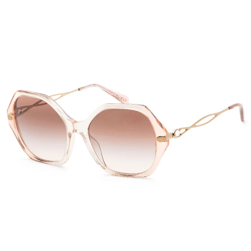 Coach Women's Sunglasses Gradient Transparent Peach 57mm Sunglasses Magnetic - Attachment Style