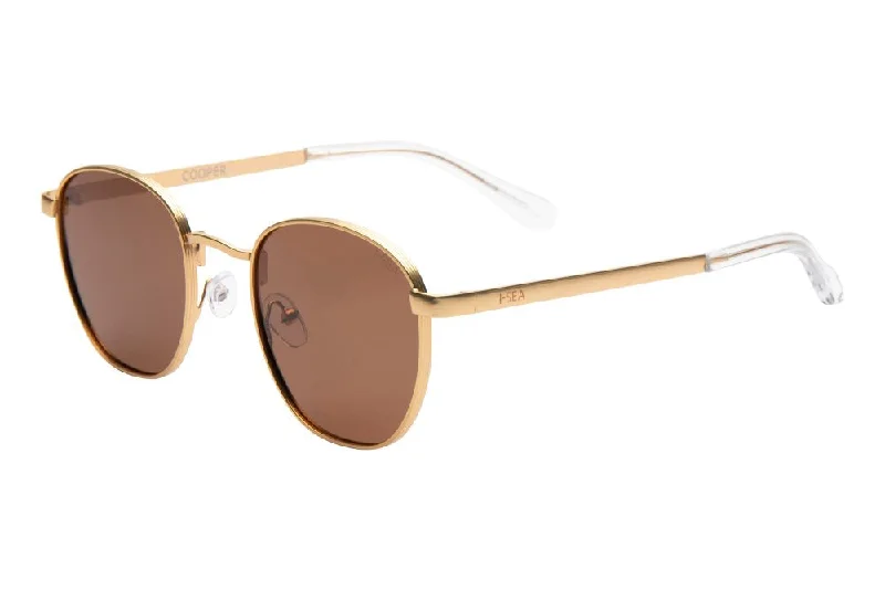 Cooper Polarized Sunglasses, Gold Brown | I-SEA Rectangle Business Style