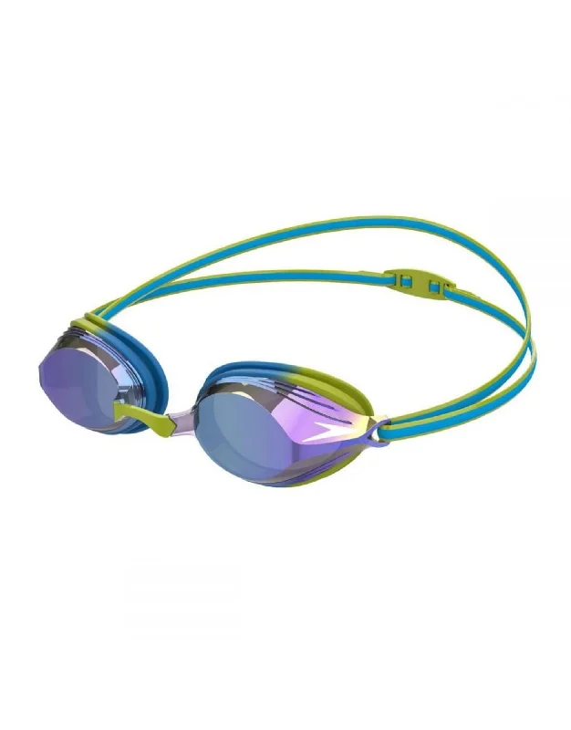 Junior Vengeance Mirror Swim Goggle - Mirrored Lens Leather - Trimmed Luxe Style