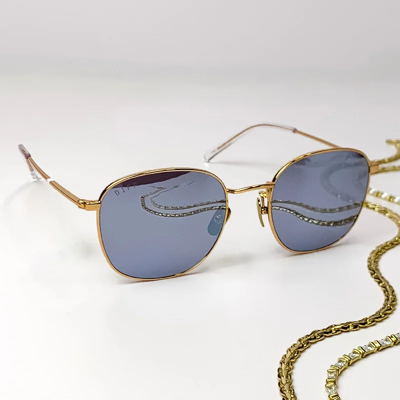 DIFF | Axel Square Sunglasses in Gold/Silver Small - Frame Dainty Design