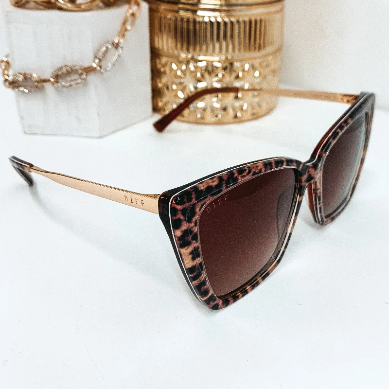 DIFF | Becky II Brown Gradient Lens Sunglasses in Leopard Tortoise Print Cat - Eye Feminine Design