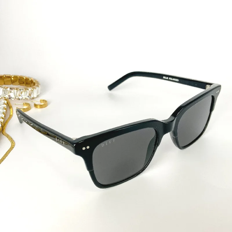 DIFF | Billie Polarized Grey Lens Sunglasses in Black Polarized - Lens Fishing Style