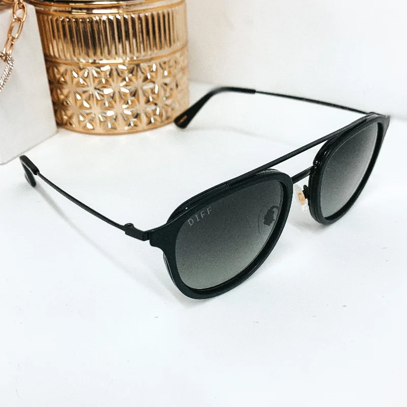 DIFF | Camden Grey Gradient Lens Sunglasses in Matte Black Multi - Functional Outdoor Glasses