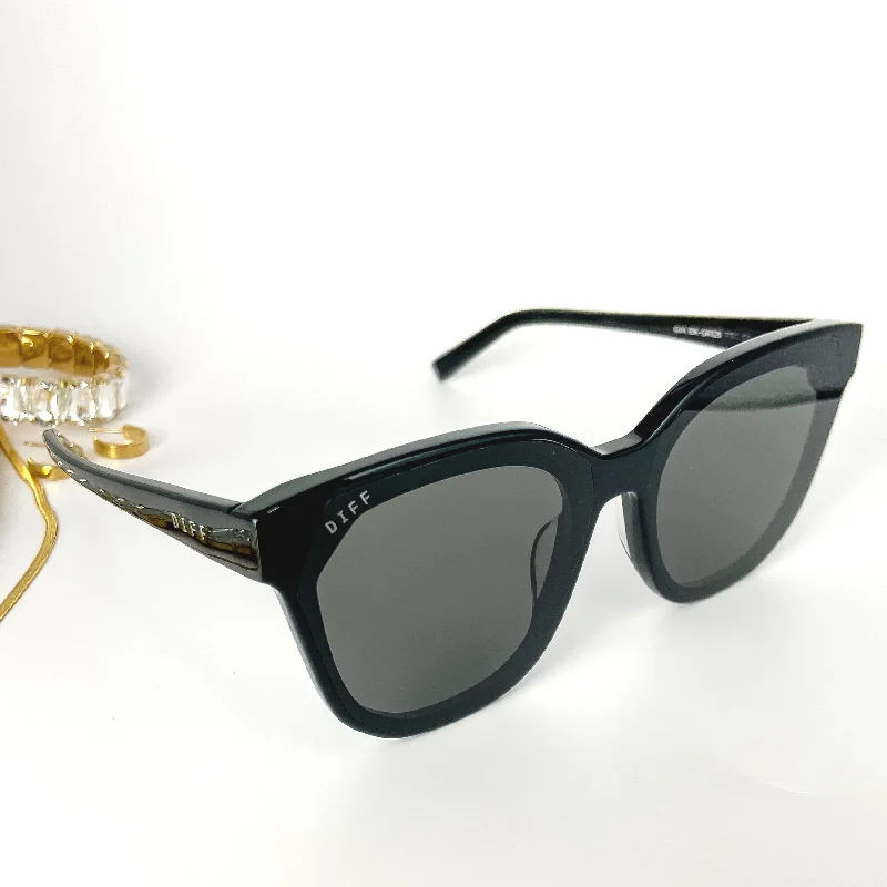 DIFF | Gia Black Lens Sunglasses in Black Rhinestone - Embellished Glam Design