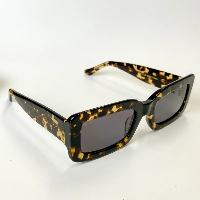 DIFF | Indy Grey Rectangle Lens Sunglasses in Espresso Tortoise Wrap - Around Ski Goggles