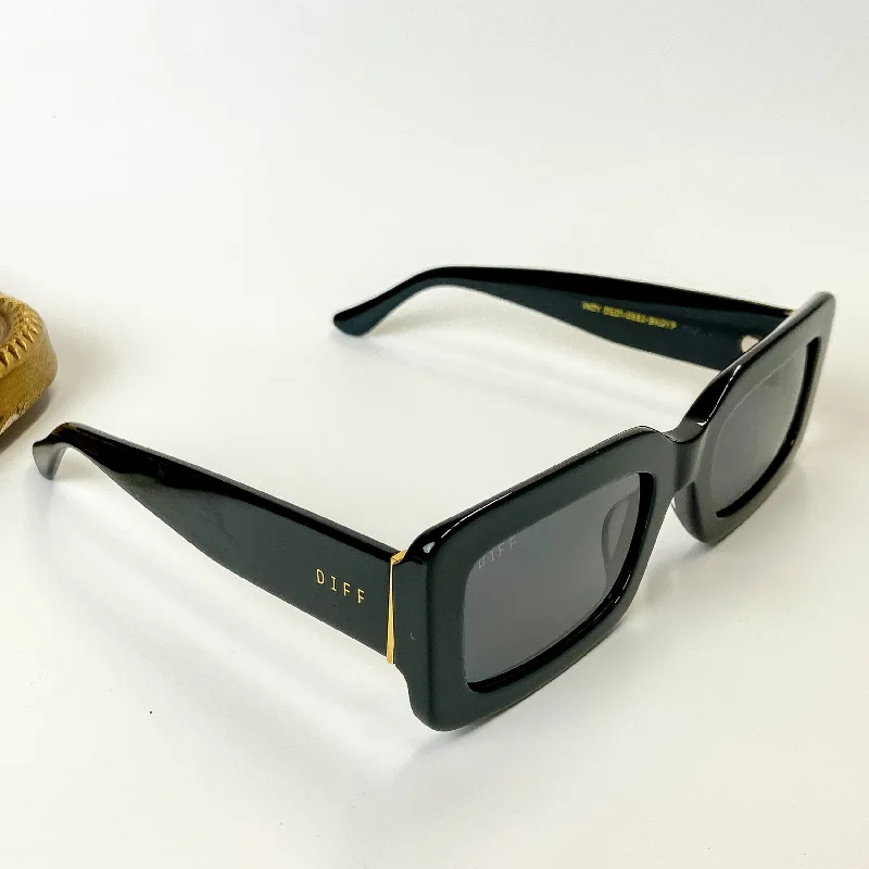 DIFF | Indy Polarized Grey Rectangle Lens Sunglasses in Black Magnetic - Attachment Style