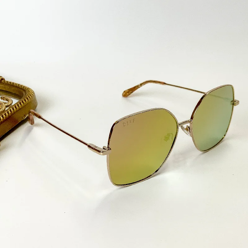 DIFF | Iris Cherry Blossom Mirror Sunglasses in Gold Tone Anti - Blue - Light Computer Glasses DIFF | Iris Cherry Blossom Mirror Sunglasses in Gold Tone Anti - Blue - Light Computer Glasses