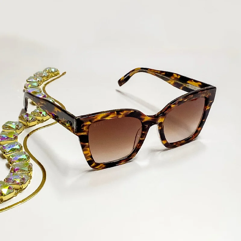DIFF | Rhys Square Sunglasses in Wild Tort Chunky Black - Frame Goth Look