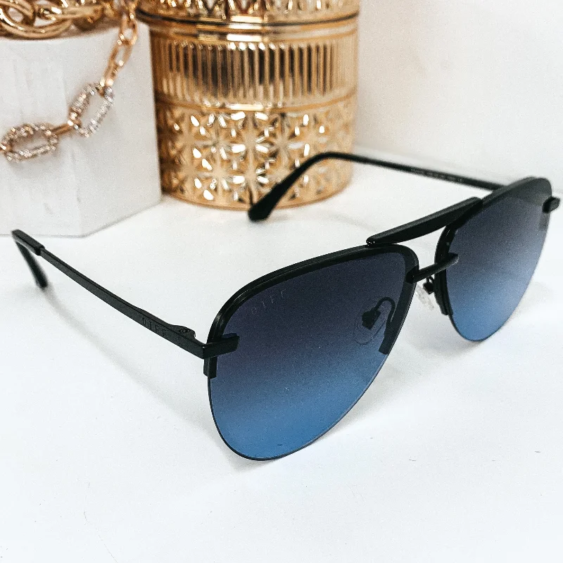 DIFF | Tahoe Blue Gradient Lens Sunglasses in Matte Black Retro - Inspired 