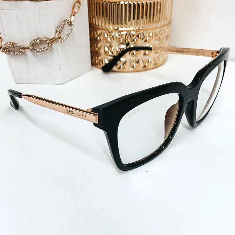 DIFF x H.E.R. | Bella Blue Light Tech Lens Glasses in Black and Gold Chunky Black - Frame Goth Look