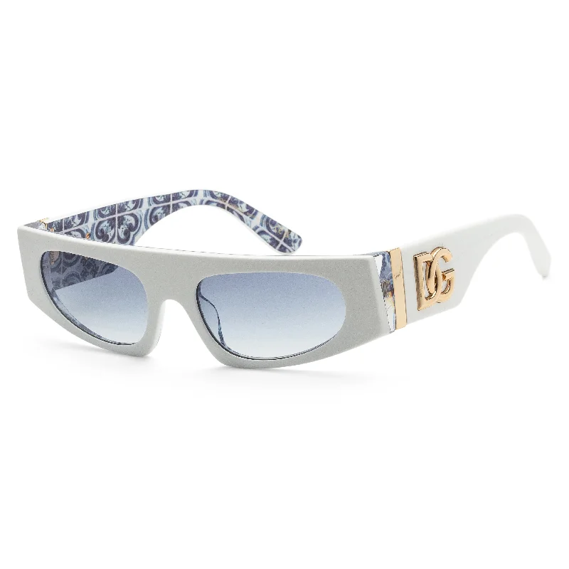 Dolce & Gabbana Women's White On Blue Maiolica 54mm Sunglasses Art - Deco - Inspired Eyewear