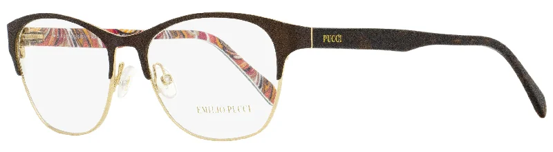 Emilio Pucci Women's Oval Eyeglasses EP5029 048 Brown/Gold/Havana 53mm Tinted - Lens Reading Glasses Emilio Pucci Women's Oval Eyeglasses EP5029 048 Brown/Gold/Havana 53mm Tinted - Lens Reading Glasses