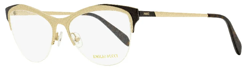 Emilio Pucci Women's Oval Eyeglasses EP5073 028 Gold/White 53mm Glitter - Embellished Party Glasses