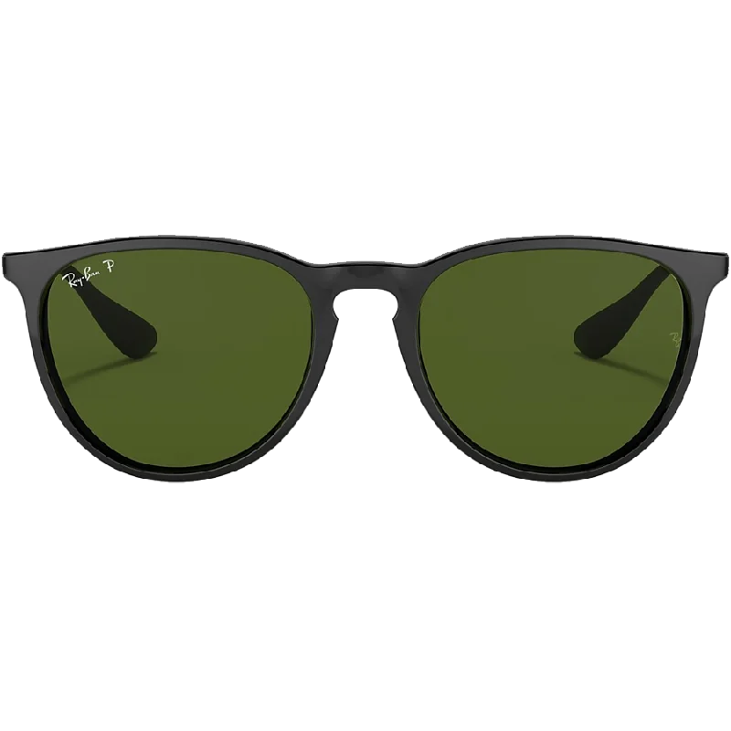 Erika Low Bridge Gloss Black/Green Polarized Rectangle - Rimmed 