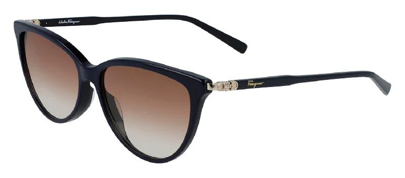 Ferragamo SF 2870S 433 Cat-Eye Sunglasses Wood - Grain Accent Natural Look