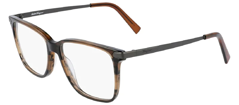 Ferragamo SF2877 216 Square Eyeglasses Leather - Trimmed Luxe Style