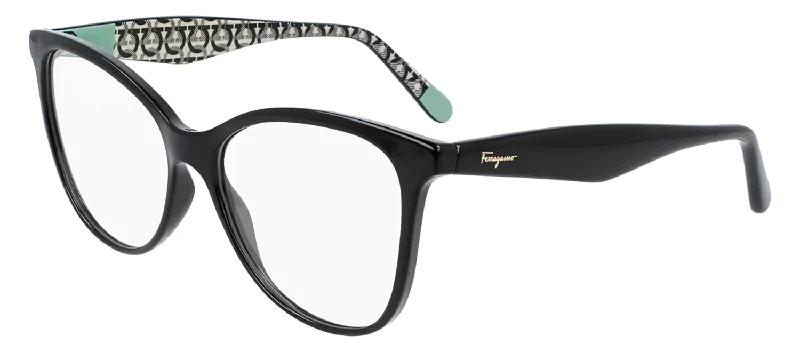 Ferragamo SF2892 001 Cat Eye Eyeglasses Unisex Angular Frame Style