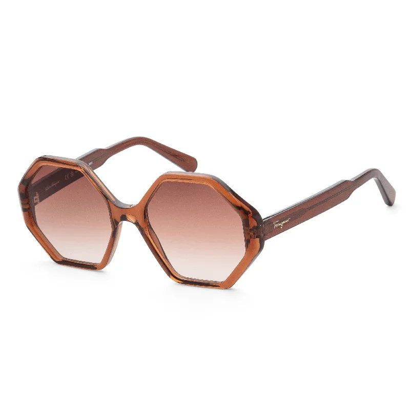 Ferragamo Women's 55mm Crystal Brown Sunglasses Cat - Eye Vintage Revival