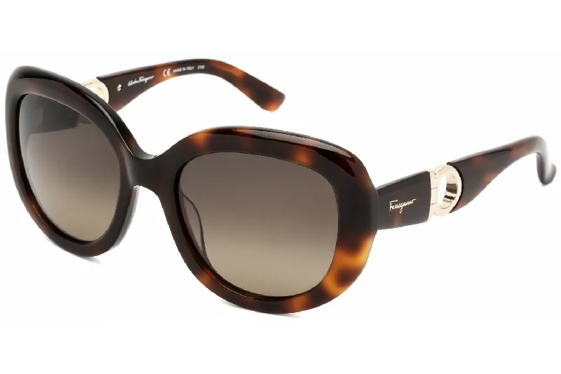 Ferragamo Womens SF727S-214 Fashion 53 mm Tortoise Sunglasses Rhinestone - Embellished Glam Design