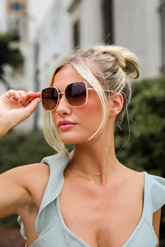Glamorous Icon Mauve Oversized Sunglasses Leather - Trimmed Luxe Style