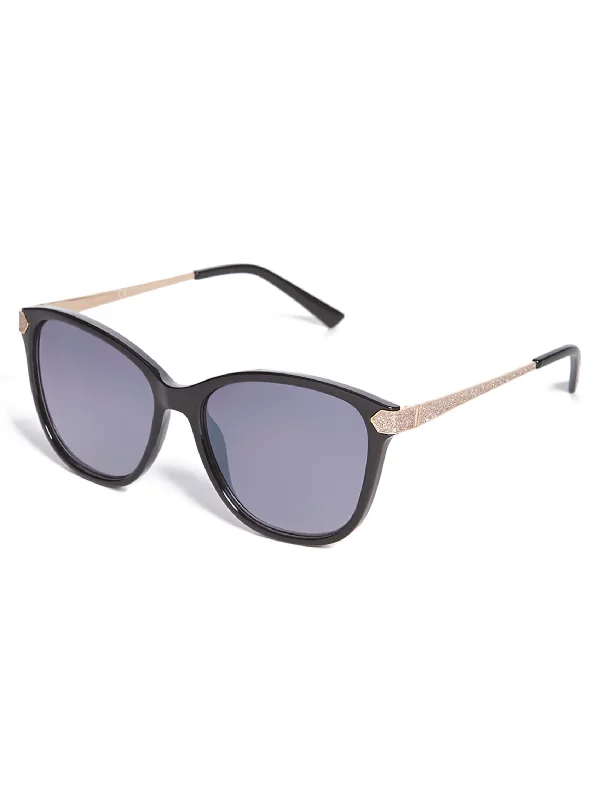 Glitter Oversize Square Retro Sunglasses Flip - Up Dual - Purpose Design