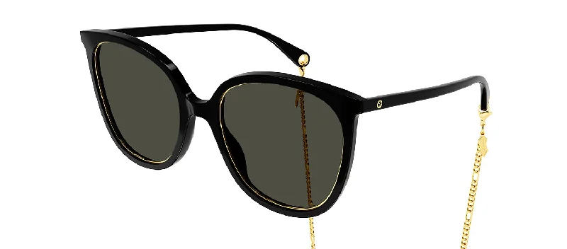 Gucci GG1076S 001 Cat Eye Sunglasses with Chains Vintage - Style Browline Glasses