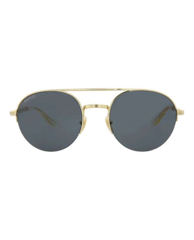 Gucci Round-Metal Frame Sunglasses Oval - Shaped Academic Look