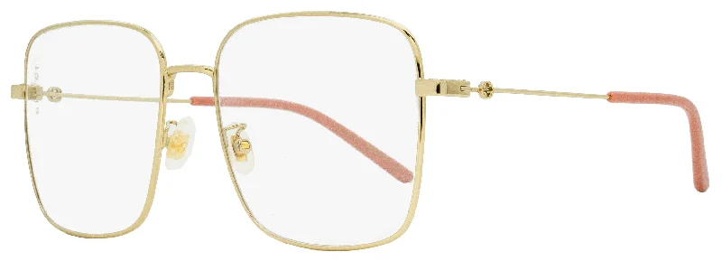 Gucci Women's  Eyeglasses GG0445O 001 Gold/Pink 56mm Leather - Trimmed Luxe Style