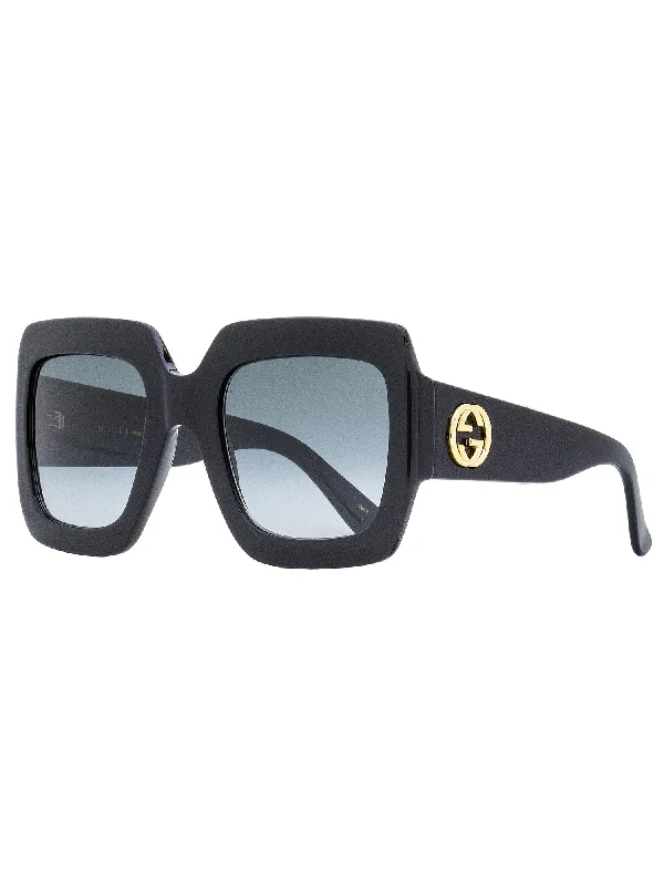 Gucci Women's Square Sunglasses GG0053SN 001 Black 54mm Wayfarer Streetwear Style