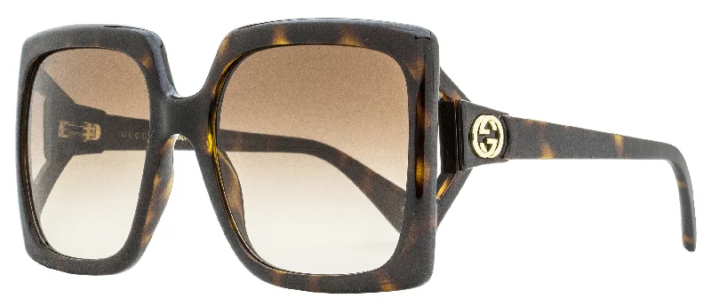 Gucci Women's Square Sunglasses GG0876S 002 Dark Havana 60mm Unisex Angular Frame Style Gucci Women's Square Sunglasses GG0876S 002 Dark Havana 60mm Unisex Angular Frame Style