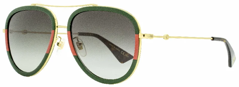 Gucci Women's  Sunglasses GG0062S 003 Gold/Green/Red 57mm Hipster Style