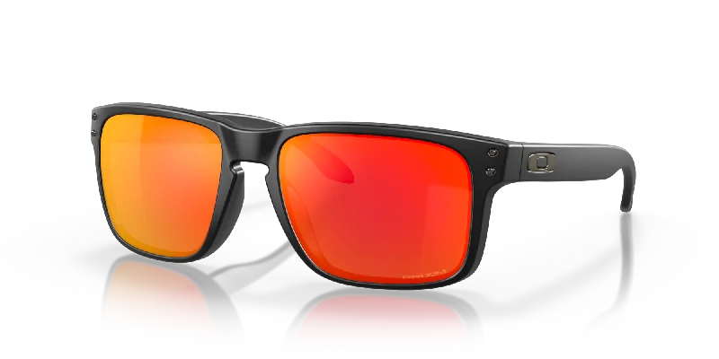 Holbrook Sunglasses - Matte Black/Prizm Ruby Lenses Mirrored - Lens Driving Look