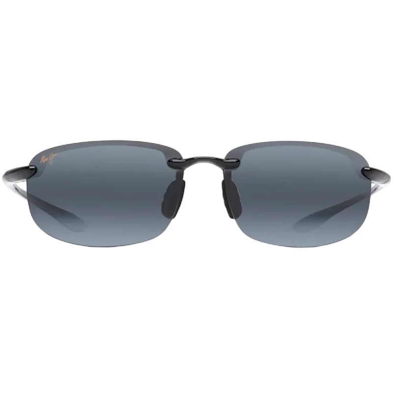 Ho'okipa Universal Fit Gloss Black Neutral Grey Oval - Rimmed Sophisticated Look