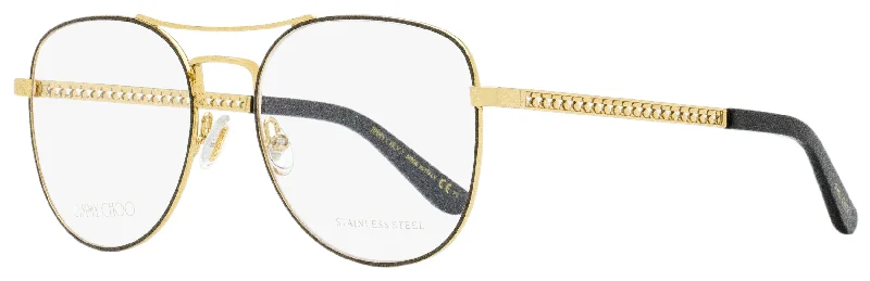Jimmy Choo Women's Aviator Eyeglasses JC200 VUE Gold/Black 54mm Geometric - Shaped Avant - Garde