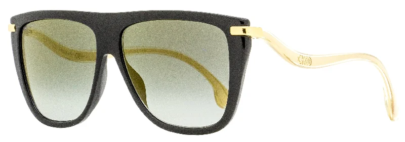 Jimmy Choo Women's Browline Sunglasses Suvi/S 807FQ Black/Gold 58mm Thin - Rimmed Elegant Style Jimmy Choo Women's Browline Sunglasses Suvi/S 807FQ Black/Gold 58mm Thin - Rimmed Elegant Style