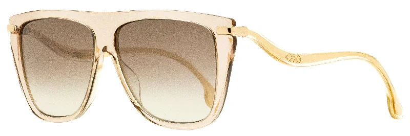 Jimmy Choo Women's Browline Sunglasses Suvi/S FWMNQ Nude/Gold 58mm Wayfarer Streetwear Style