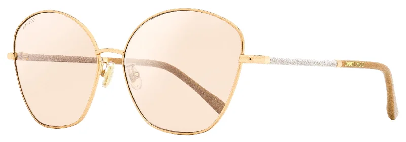 Jimmy Choo Women's Butterfly Sunglasses Marilia/G/SK BKU2S Gold/Nude 63mm Foldable Travel - Friendly Glasses
