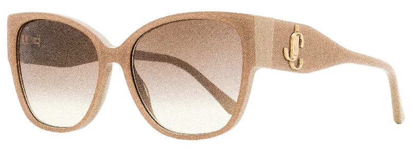 Jimmy Choo Women's Butterfly Sunglasses Shay KONHA Nude Glitter 58mm Chunky Black - Frame Goth Look