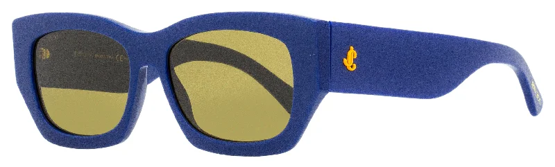 Jimmy Choo Women's Rectangular Sunglasses Cami/S PJP70 Navy Blue 56mm Round - Rimmed Bohemian Look Jimmy Choo Women's Rectangular Sunglasses Cami/S PJP70 Navy Blue 56mm Round - Rimmed Bohemian Look