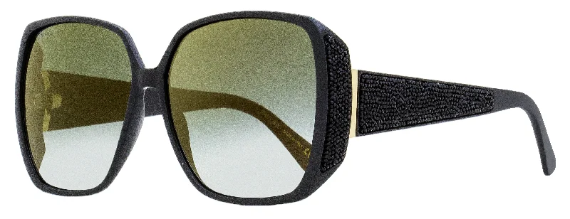Jimmy Choo Women's Square Glitter Sunglasses Cloe 807FQ Black 62mm Fashionable Look