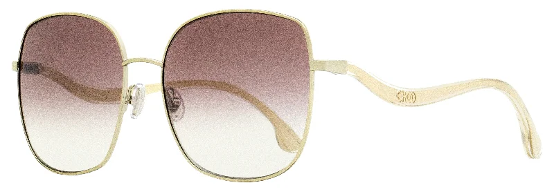 Jimmy Choo Women's Square Sunglasses Mamie 3YGNQ Light Gold 60mm Leather - Trimmed Luxe Style
