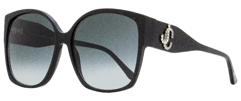 Jimmy Choo Women's Square Sunglasses Noemi DXF9O Black Glitter 61mm Oval - Shaped Academic Look Jimmy Choo Women's Square Sunglasses Noemi DXF9O Black Glitter 61mm Oval - Shaped Academic Look