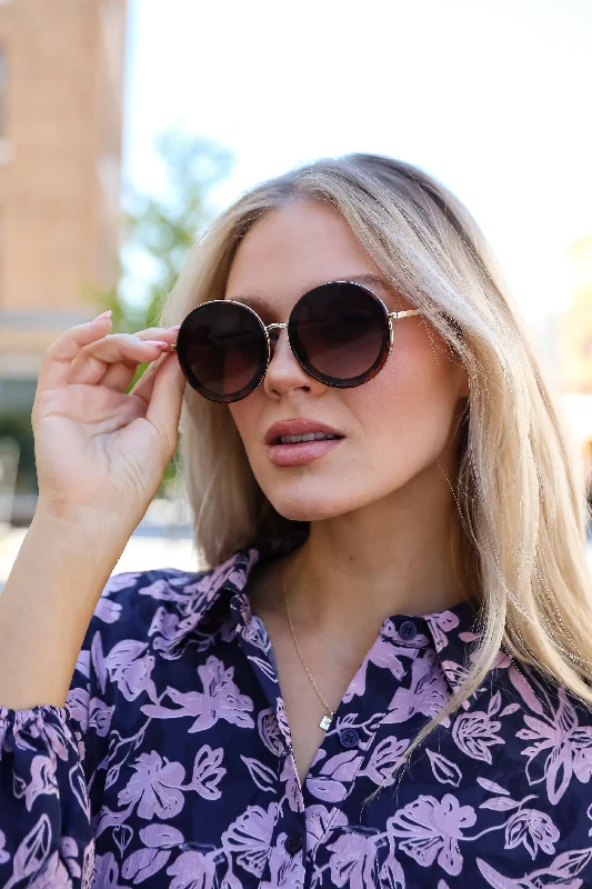 Just Between Us Tortoise Circle Sunglasses Cat - Eye Feminine Design